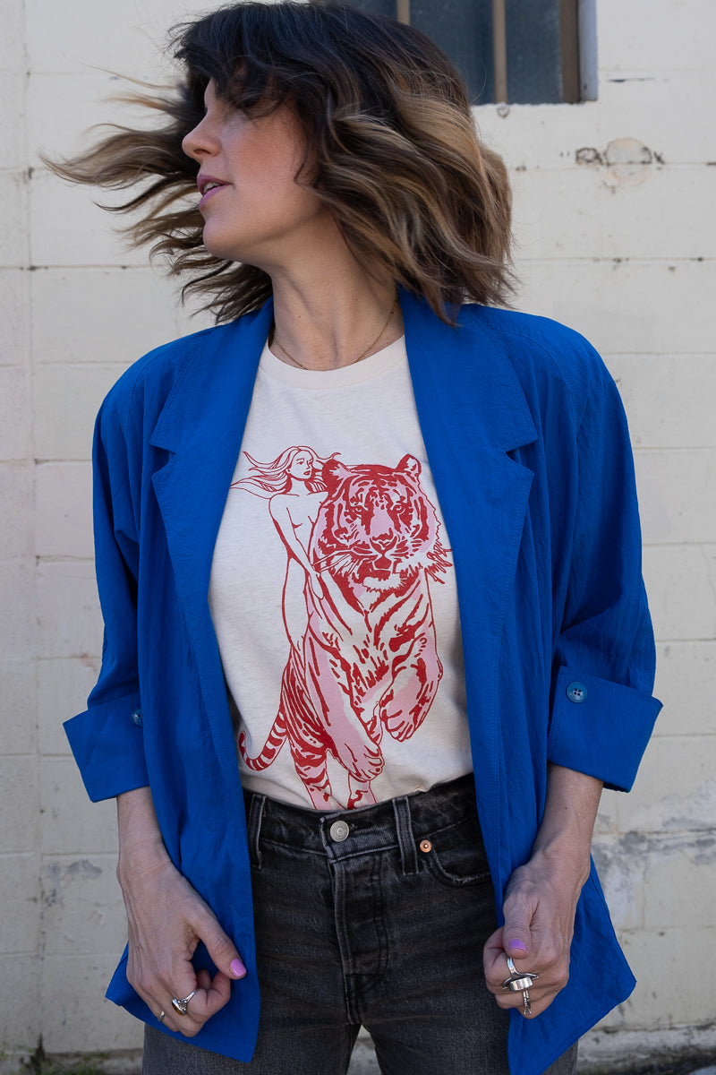 Thread Hippie Untamed tee shot with cool hair movement.