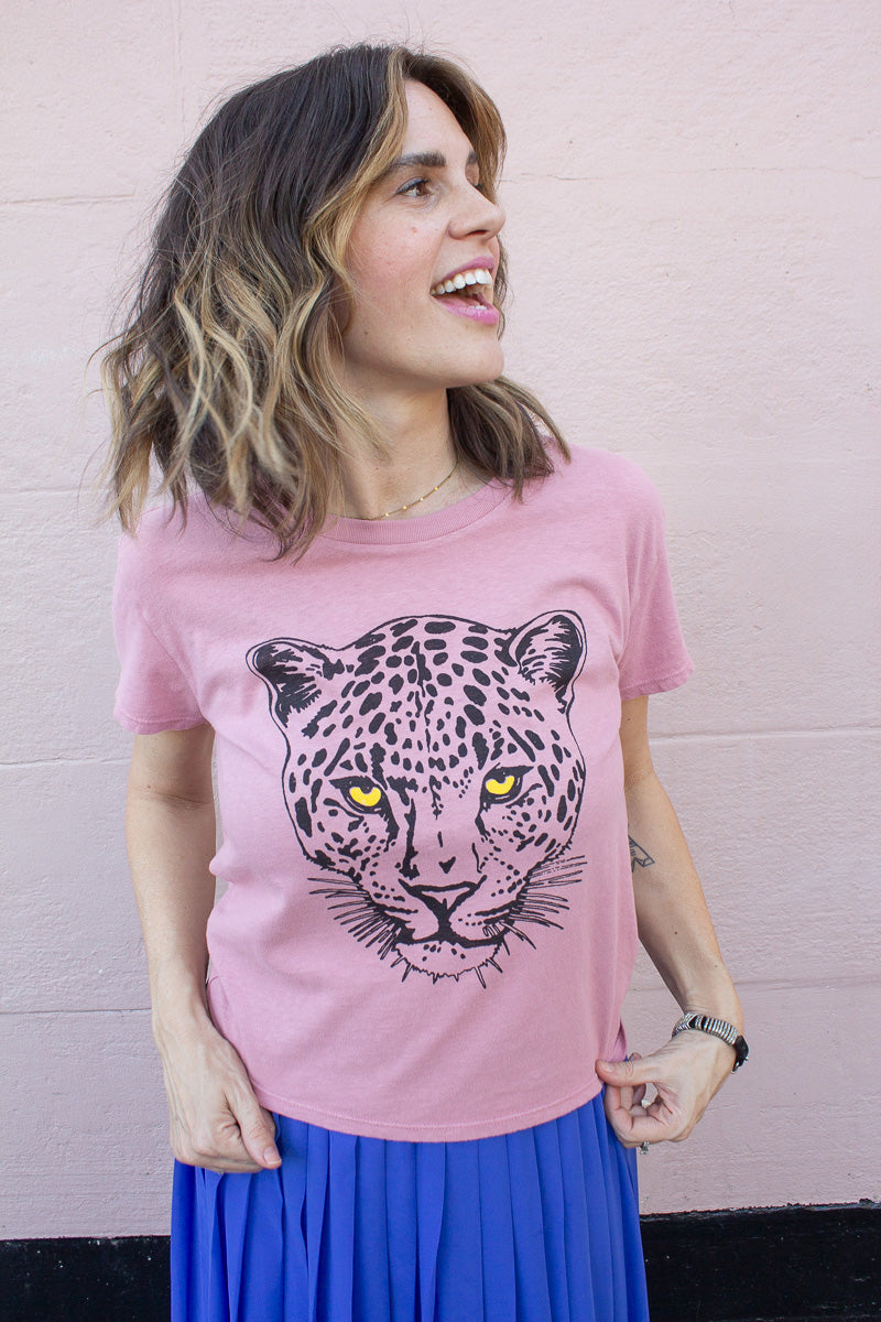 Thread Hippie pink leopard graphic tee styled.
