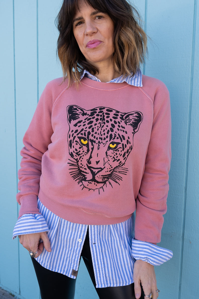 Thread Hippie snow leopard women's sweatshirt styled.