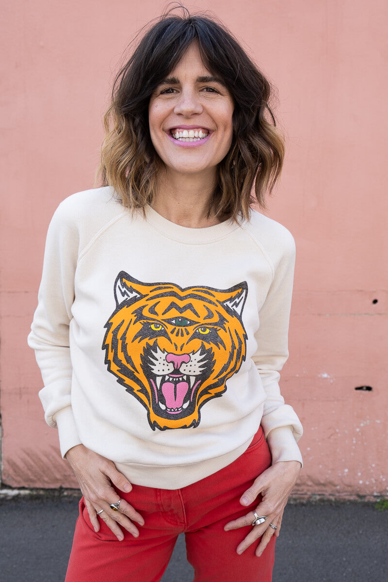 Thread Hippie cosmic tiger sweatshirt on white.