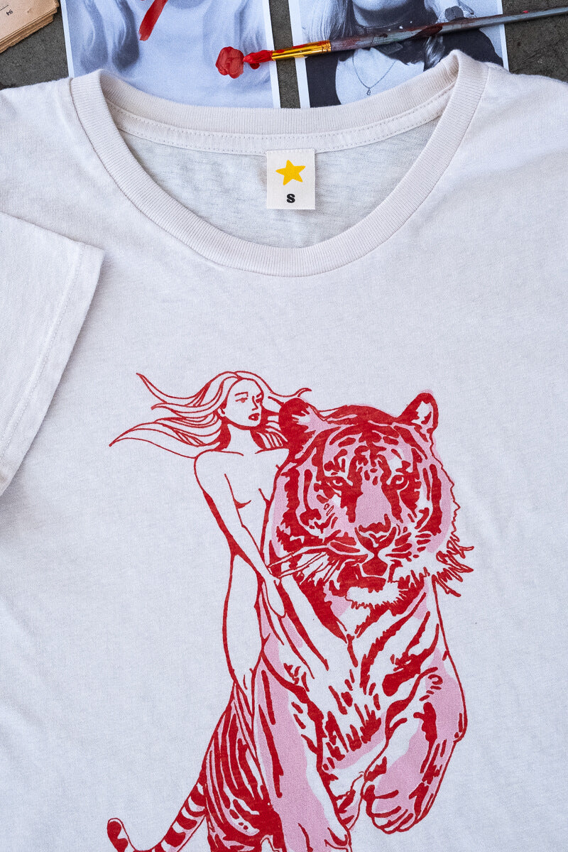 Thread Hippie CA women's Untamed tee detail shot.