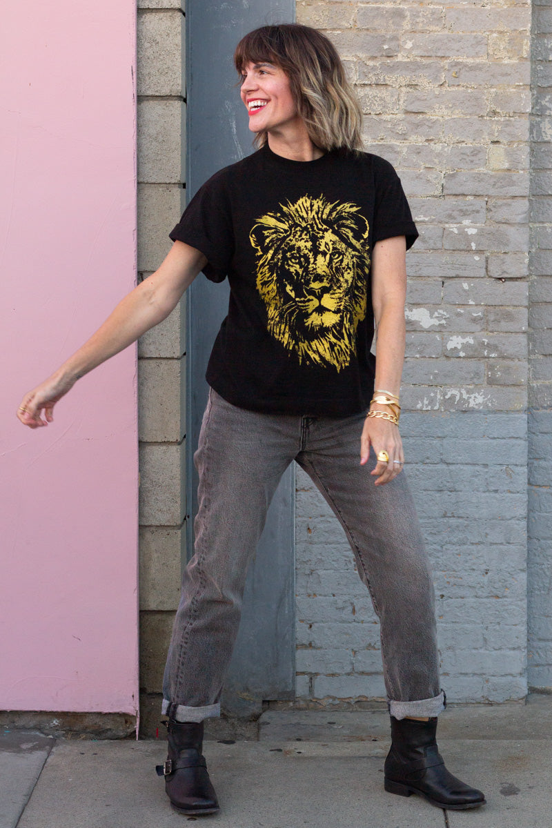 the "mane energy II" graphic tee on black