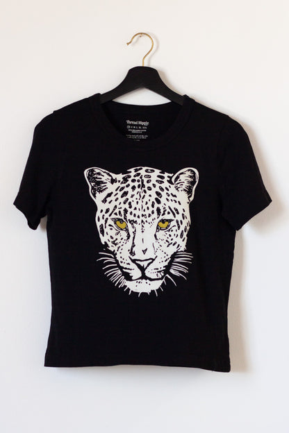 the "snow leopard II" graphic tee on black