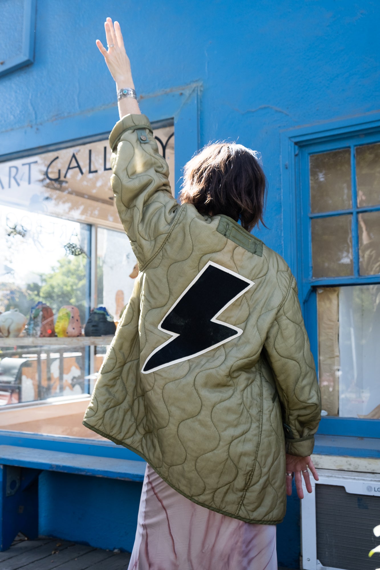 vintage military jacket with bolt - black