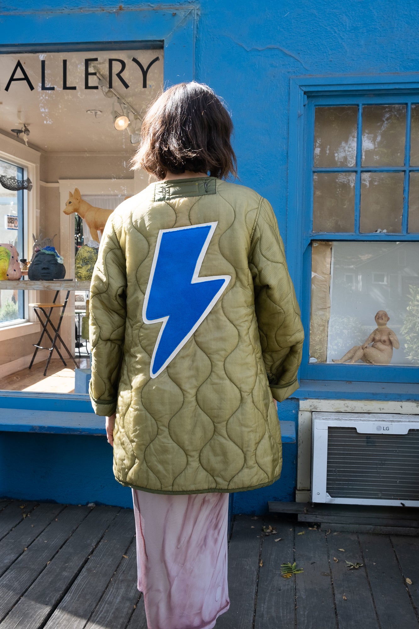 vintage military jacket with bolt - electric blue