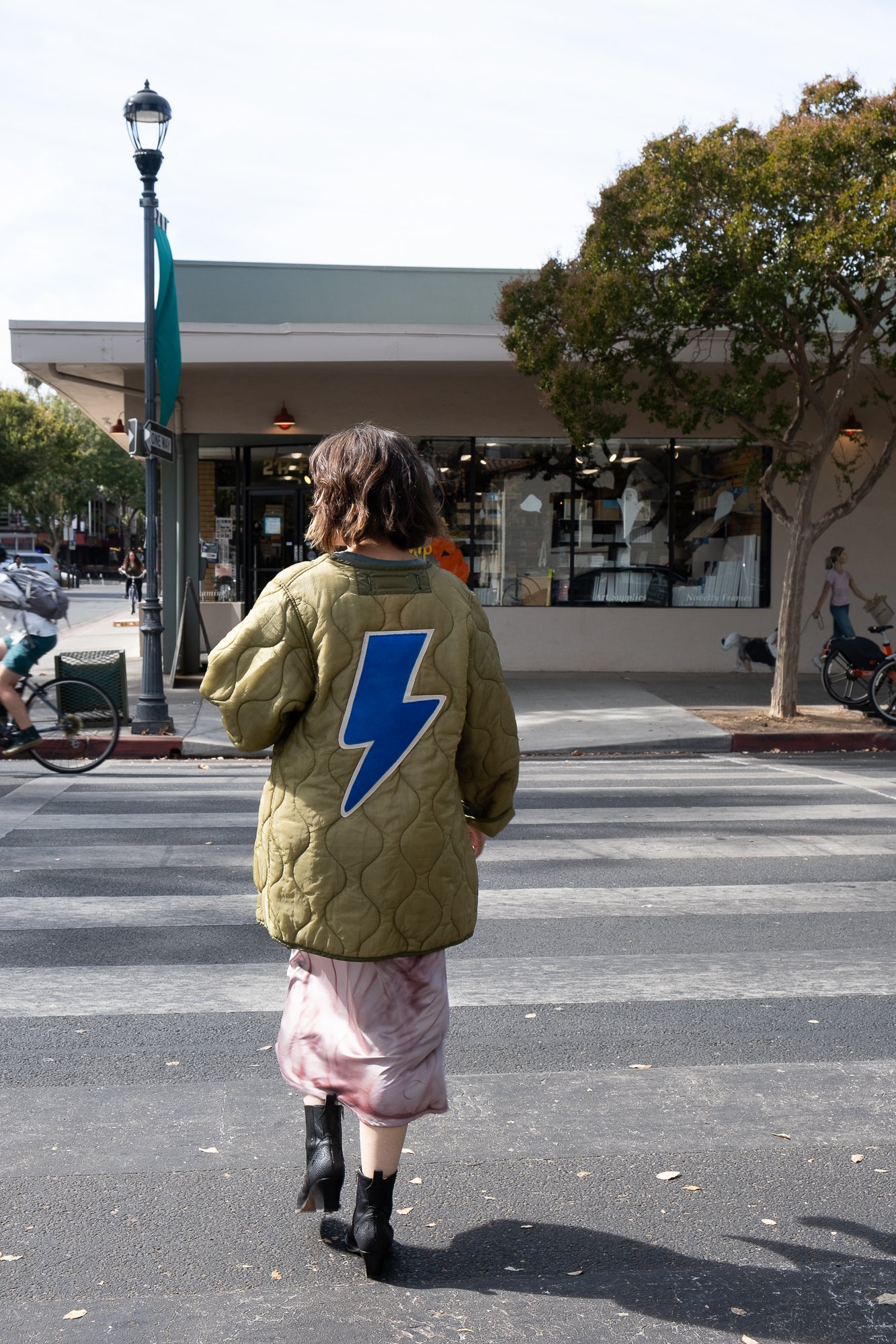 vintage military jacket with bolt - electric blue