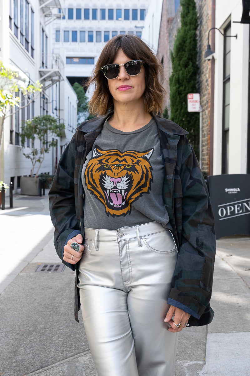 the "cosmic tiger" boxy tee on vintage black