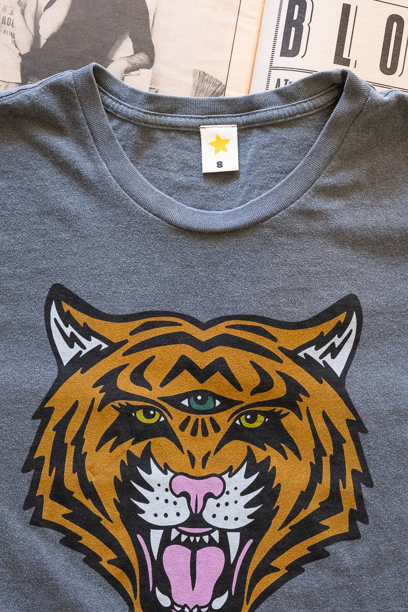 the "cosmic tiger" boxy tee on vintage black