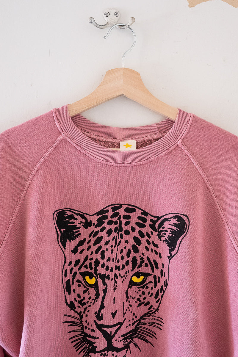 the "snow leopard" raglan sweatshirt on vintage pink