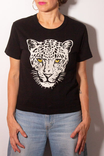 the "snow leopard II" graphic tee on black
