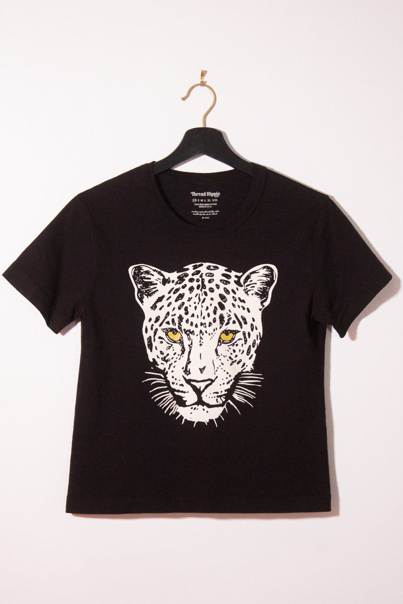 the "snow leopard II" graphic tee on black