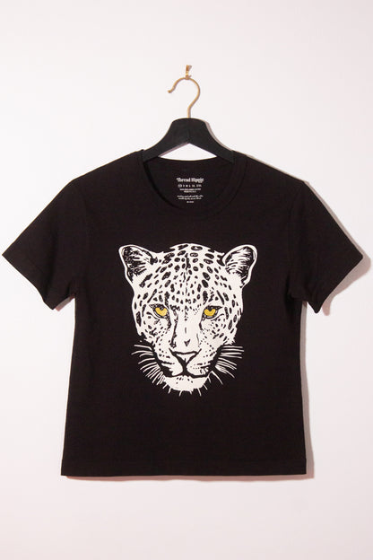 the "snow leopard II" graphic tee on black