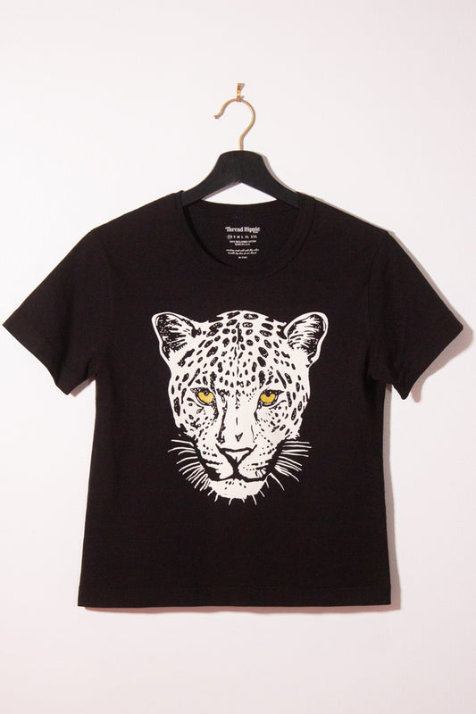 the "snow leopard II" graphic tee on black