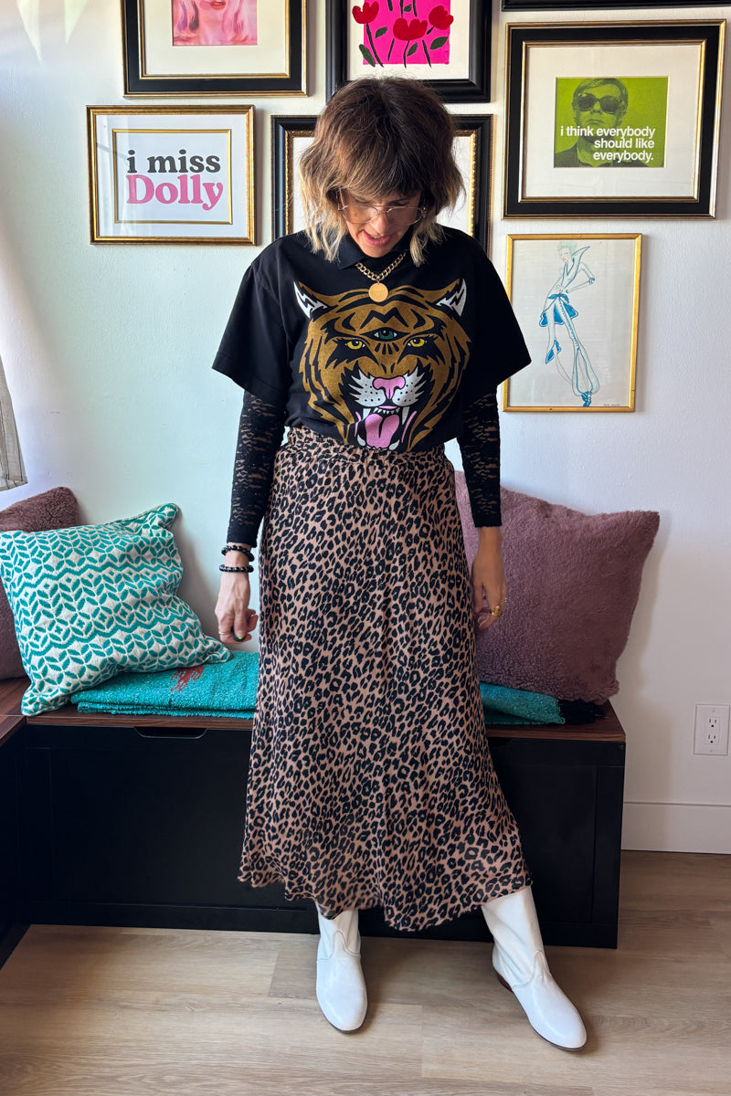 the "cosmic tiger II" graphic tee on black