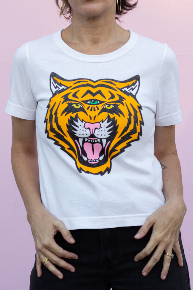 the "cosmic tiger III" graphic tee on white