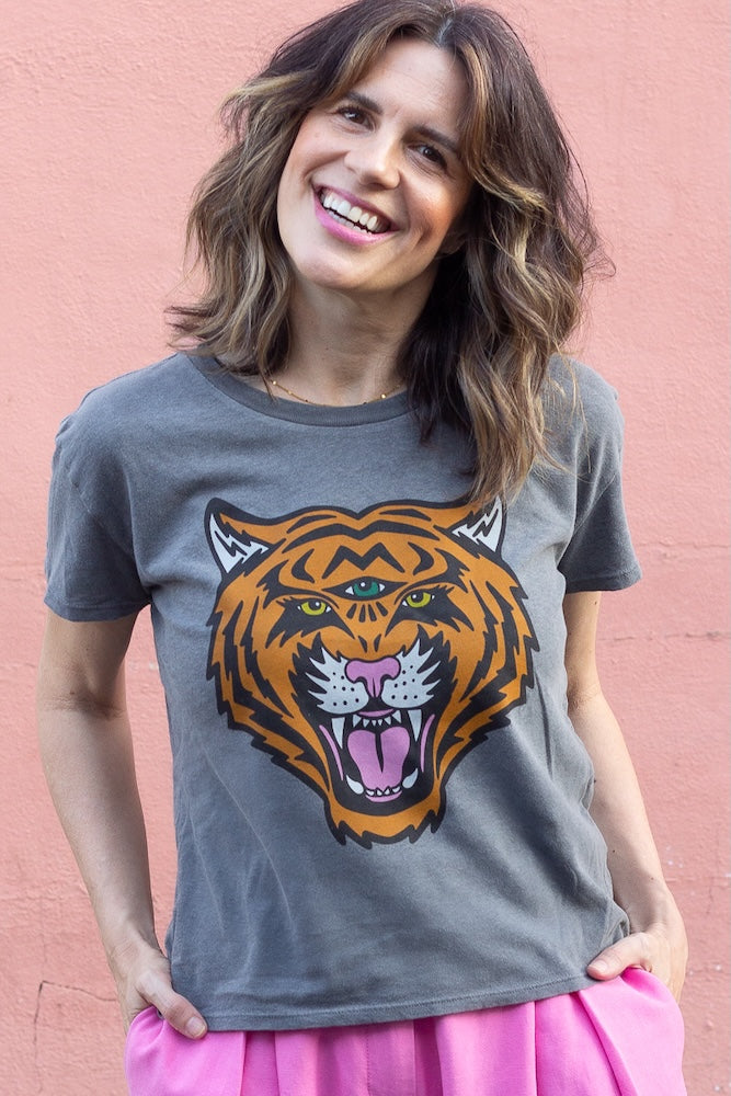 the "cosmic tiger" graphic tee on vintage black