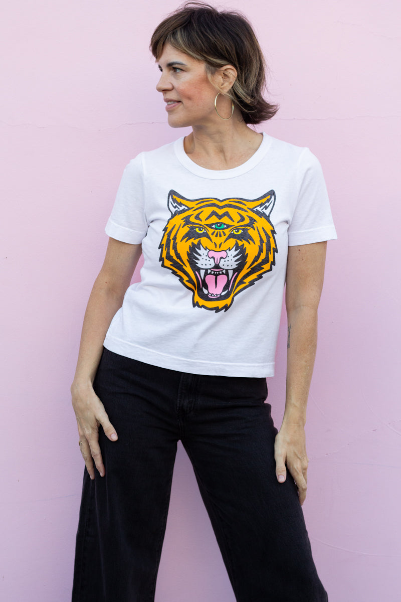 the "cosmic tiger III" graphic tee on white