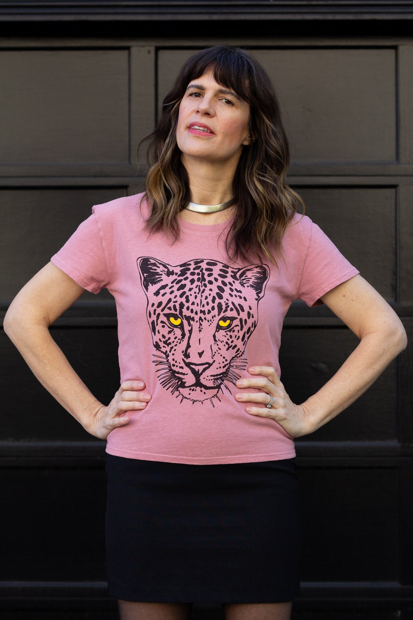 Snow Leopard Graphic Tee on Pink | Thread Hippie CA