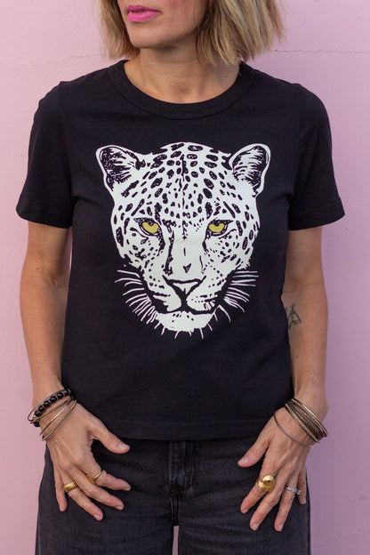 the "snow leopard II" graphic tee on black