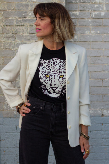the "snow leopard II" graphic tee on black