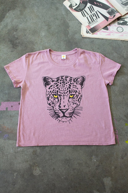 Flay lay photo of Thread Hippie pink snow leopard tee.
