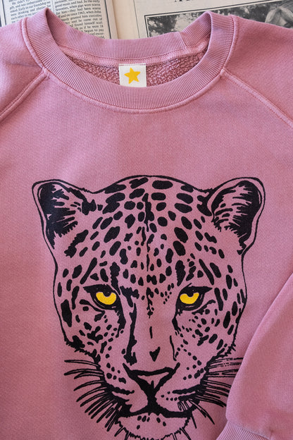 Thread Hippie snow leopard women's sweatshirt detail photo.
