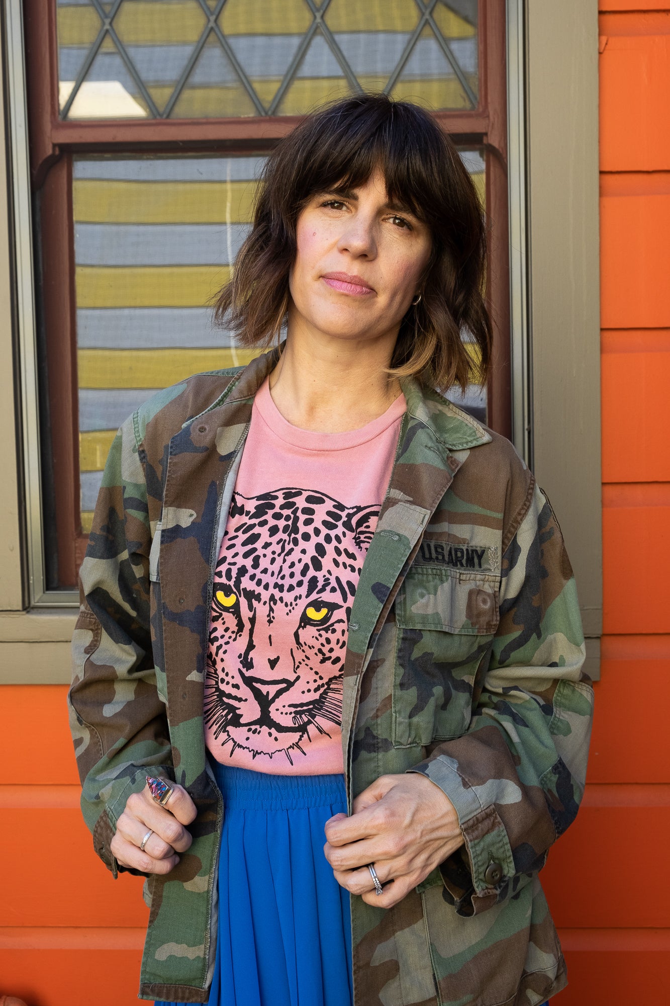 the "snow leopard" boxy tee on vintage pink