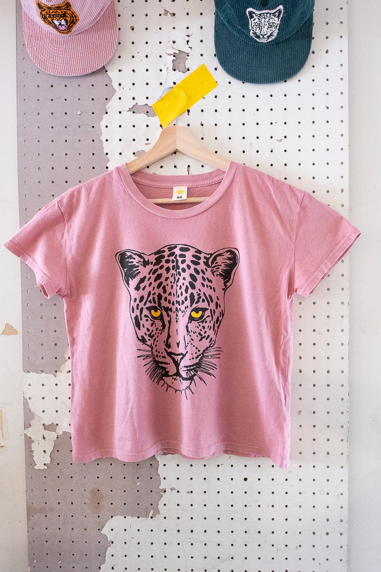 the "snow leopard" boxy tee on vintage pink