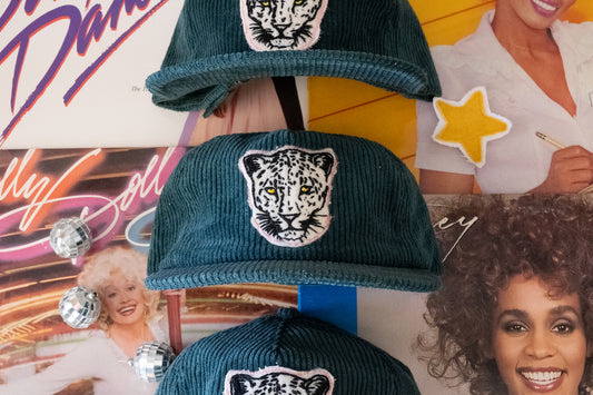 the "leopard" cap in green cord