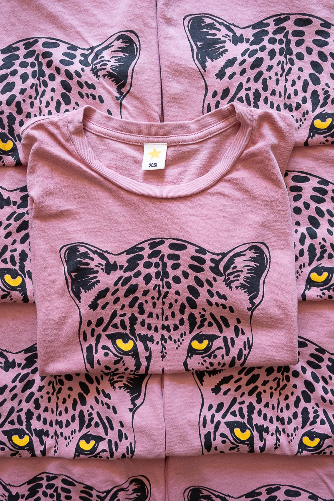 the "snow leopard" boxy tee on vintage pink