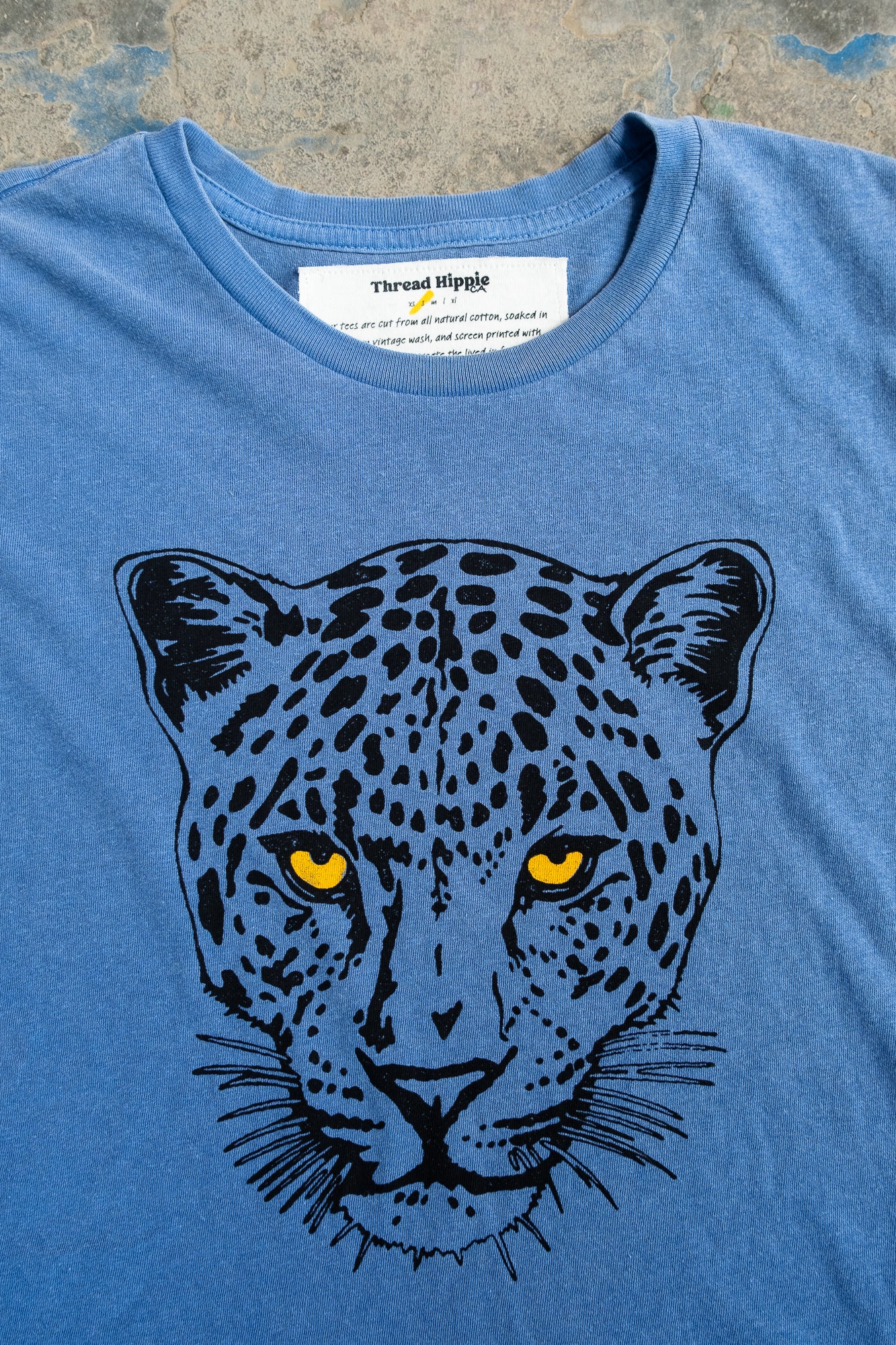 Leopard women’s vintage washed boxy tee details.
