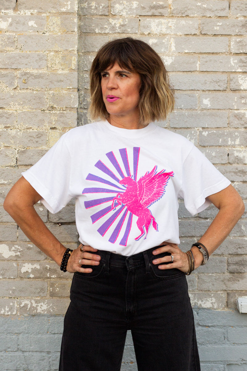 "magic horse II" graphic tee on white