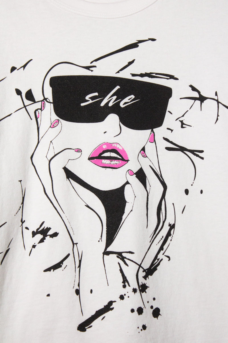 the "she energy II" graphic tee on white