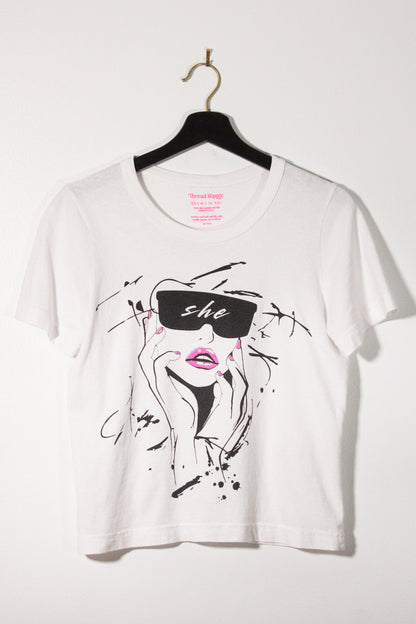 the "she energy II" graphic tee on white